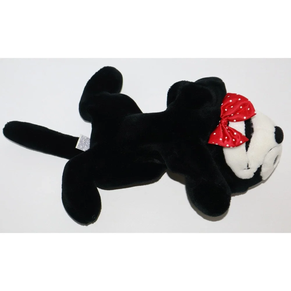 1997 Vintage Felix the Cat Plush A&A Black White Red Bow Tie Laying Toy 12 inch